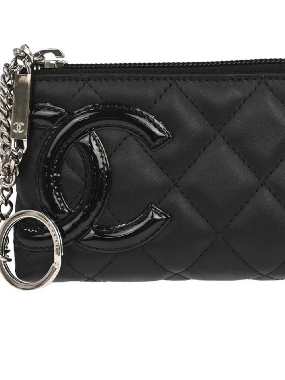 Chanel Black Calfskin Cambon Coin Purse Wallet
